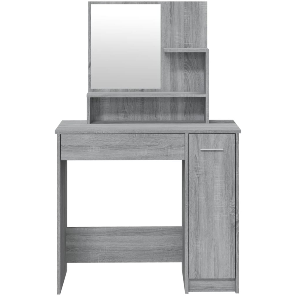 vidaXL Single Door Single Wide Drawer Grey Sonoma Dressing Table with Mirror Image 6