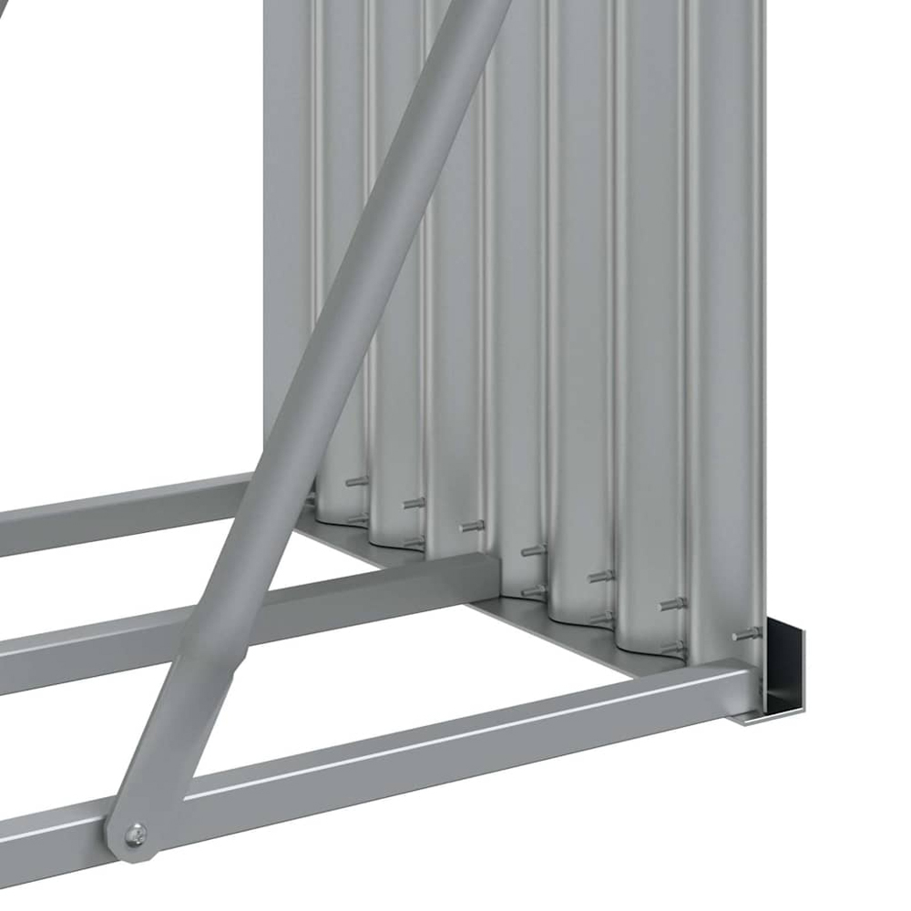 vidaXL Grey Galvanised Steel Firewood Log Holder 100 x 300 x 45cm Image 5