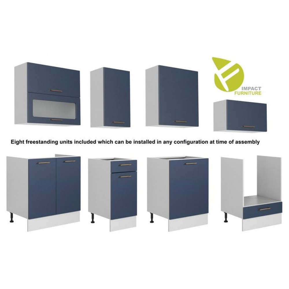 Impact Furniture Nora Midnight Blue Kitchen Cabinet Set of 8 Image 3