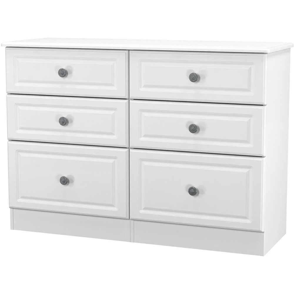 Crowndale Pembroke 6 Drawer Matt White Wide Chest of Drawers Ready Assembled Image 3