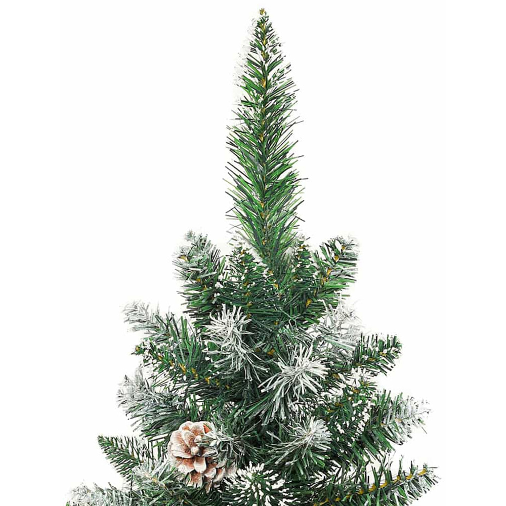 vidaXL Pre-Lit Warm White LED and Pink Baubles Green Slim Artificial Christmas Tree 5ft Image 7