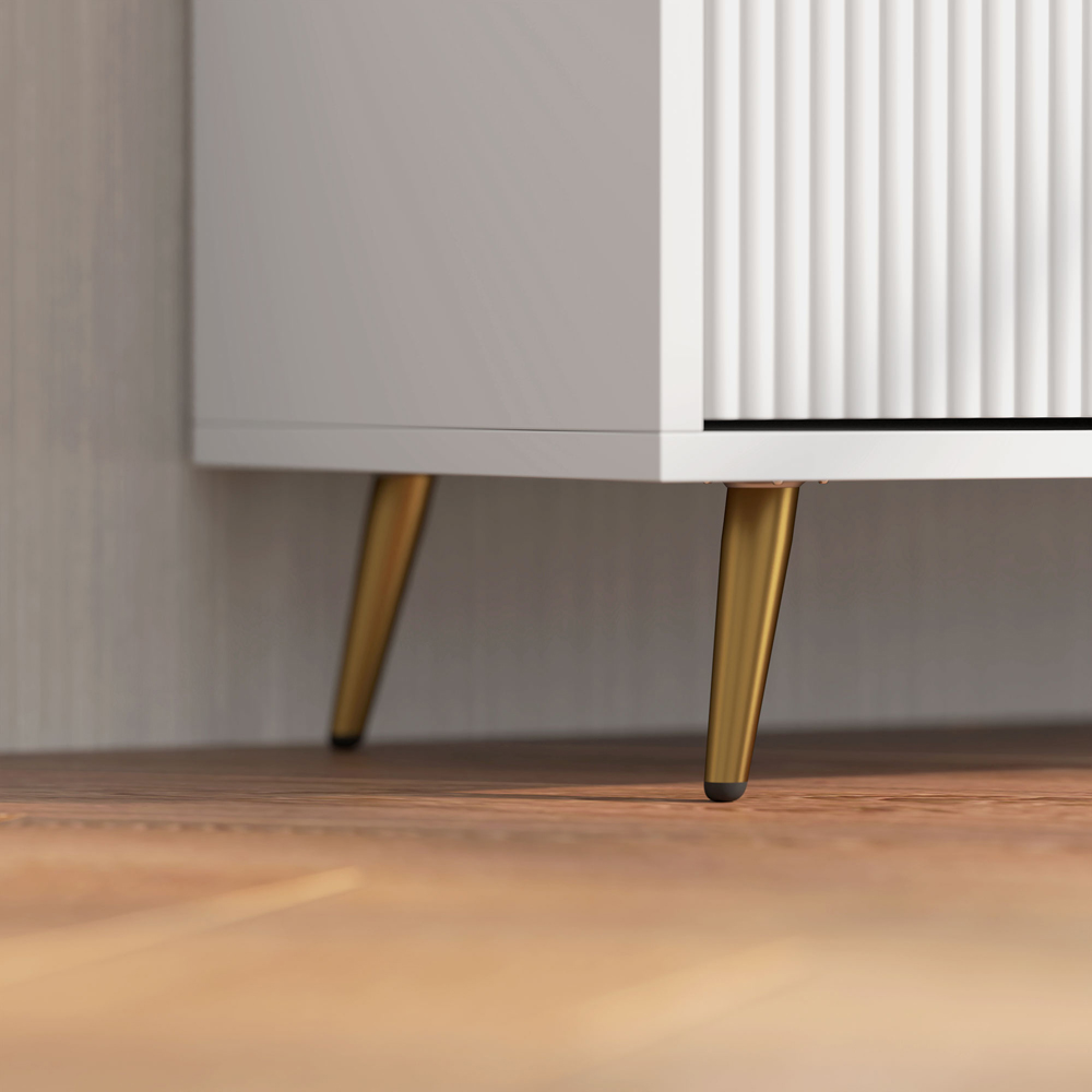 HOMCOM 2 Door 2 Shelf White TV Stand Cabinet Image 3