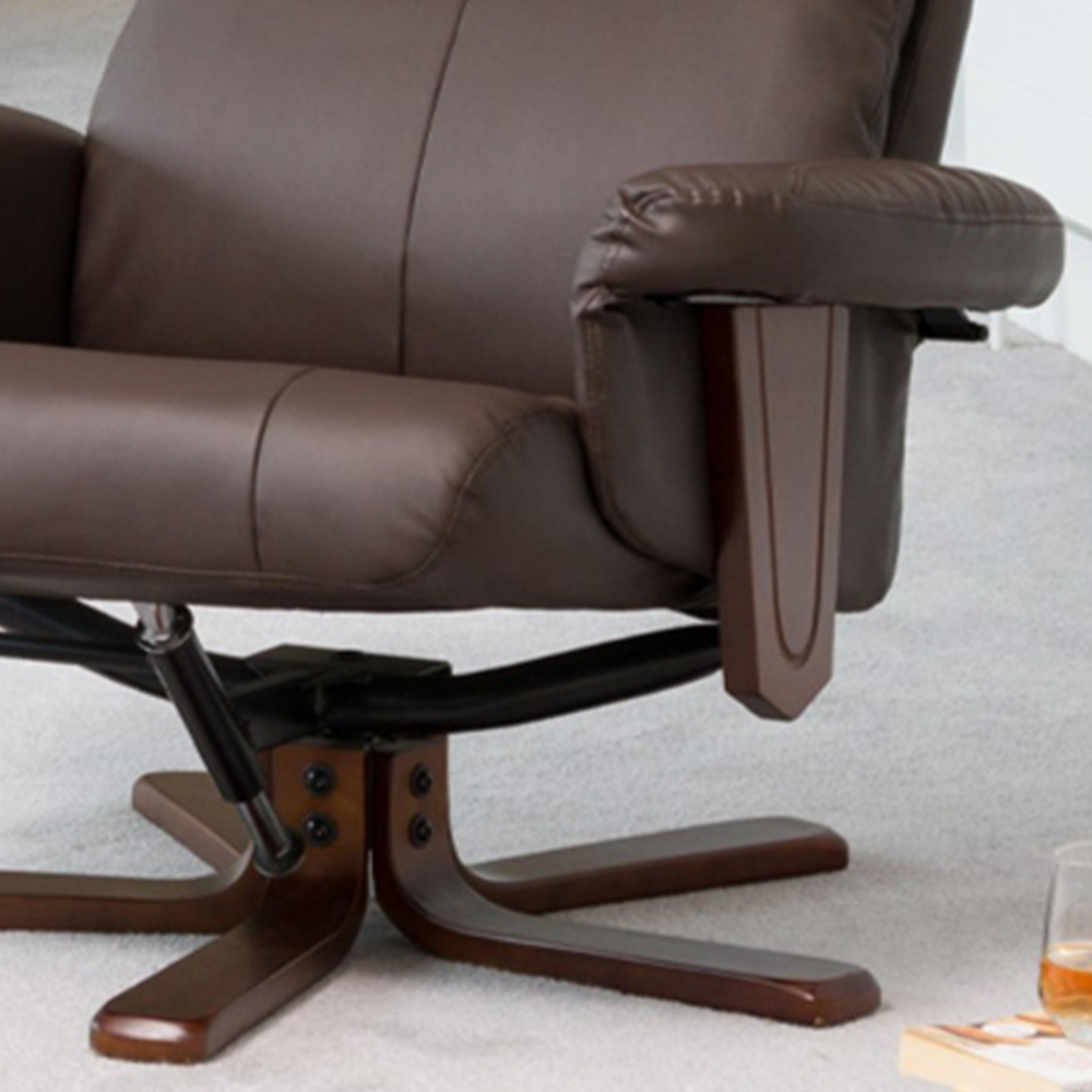 Artemis Home Woodacre Brown Swivel Recliner Chair with Footstool Image 2