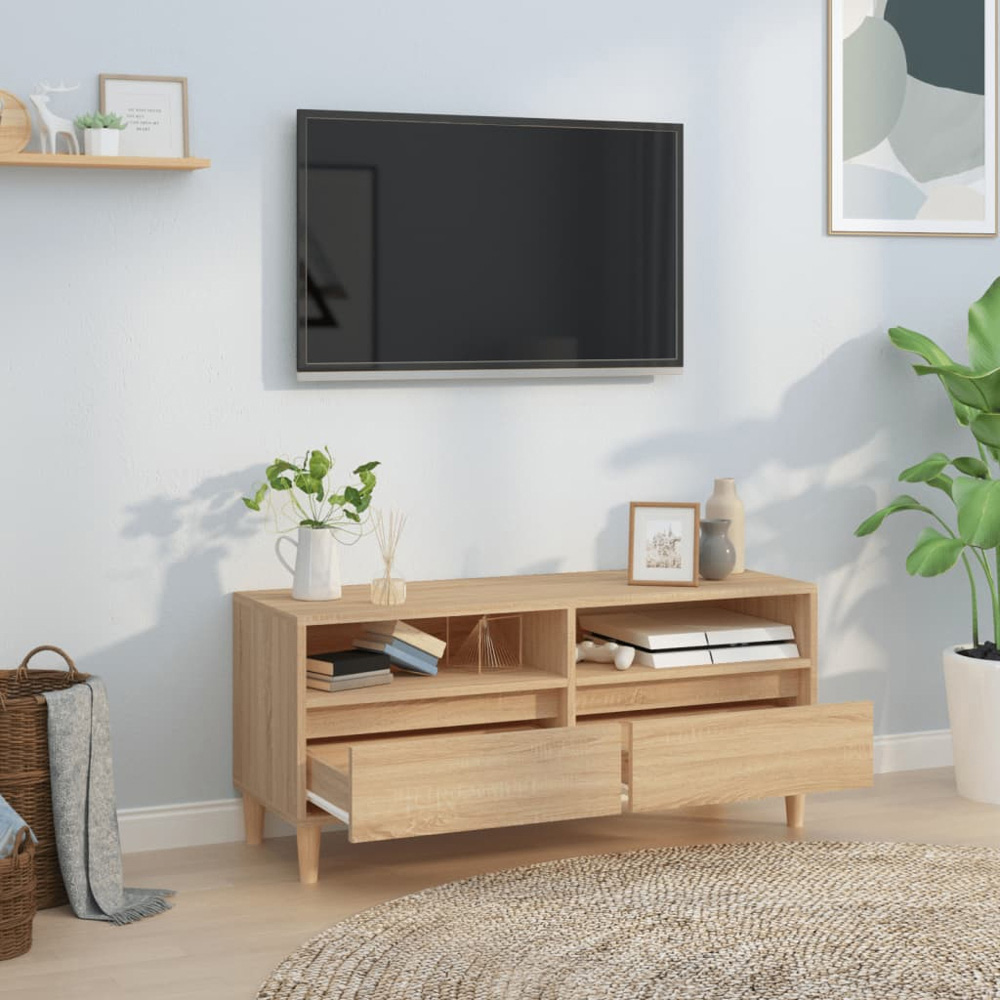 vidaXL 2 Drawer 2 Shelf Sonoma Oak TV Cabinet Image 3