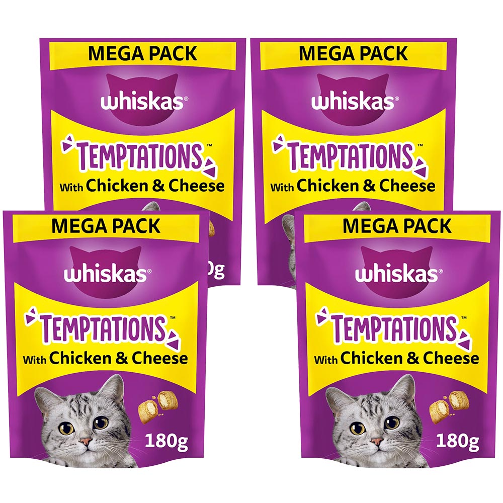 Whiskas Temptations Cat Treat Biscuits with Chicken and Cheese Mega Pack Case of 4 x 180g Image 1