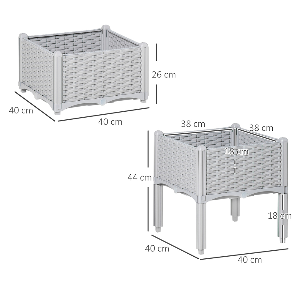 Outsunny Grey Raised Bed Planter Set of 2 Image 5