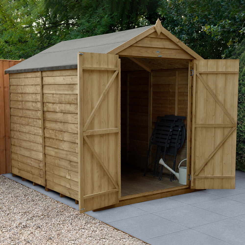 Forest Garden 8 x 6ft Double Door Pressure Treated Overlap Apex Shed Image 2