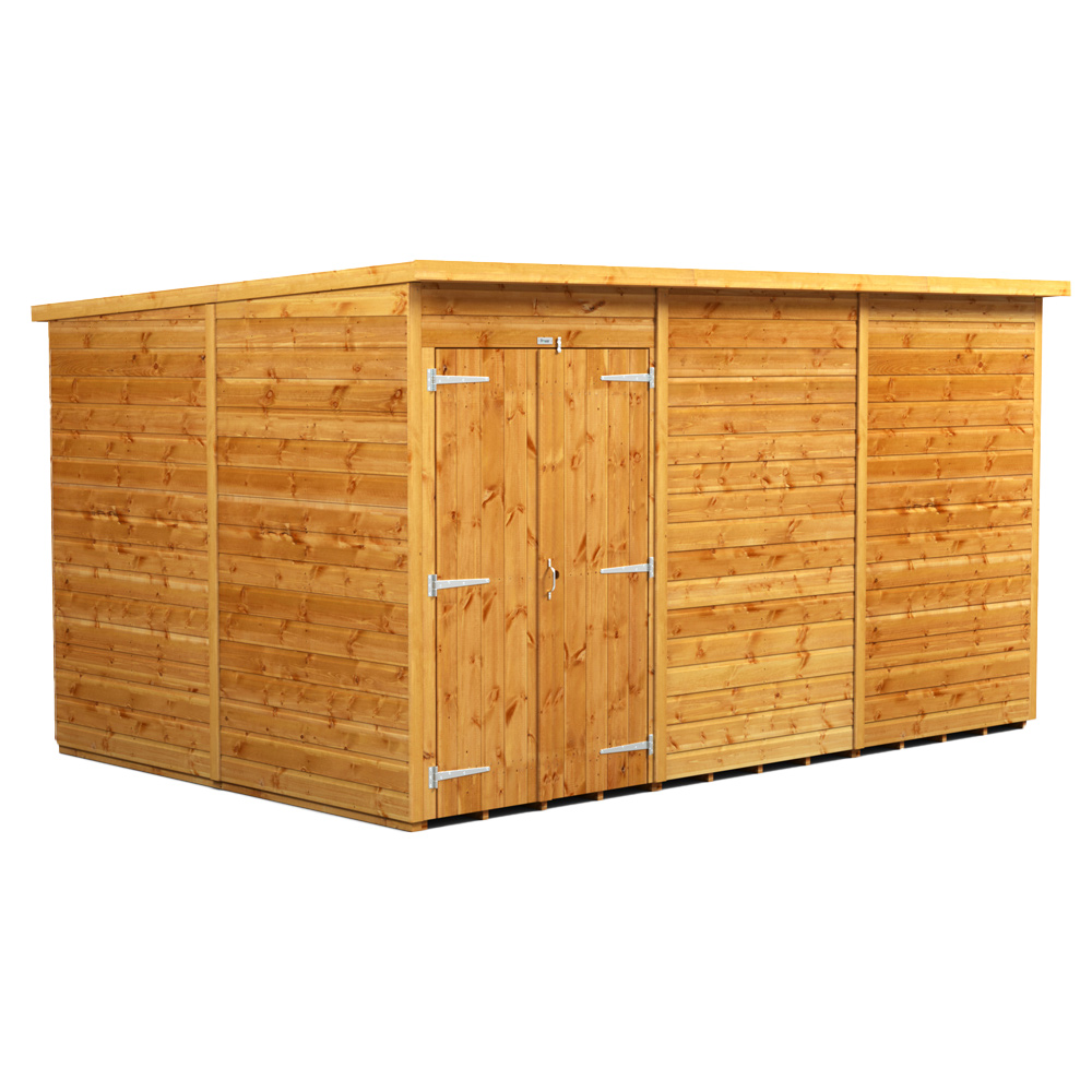 Power Sheds 12 x 8ft Double Door Pent Wooden Shed Image 1