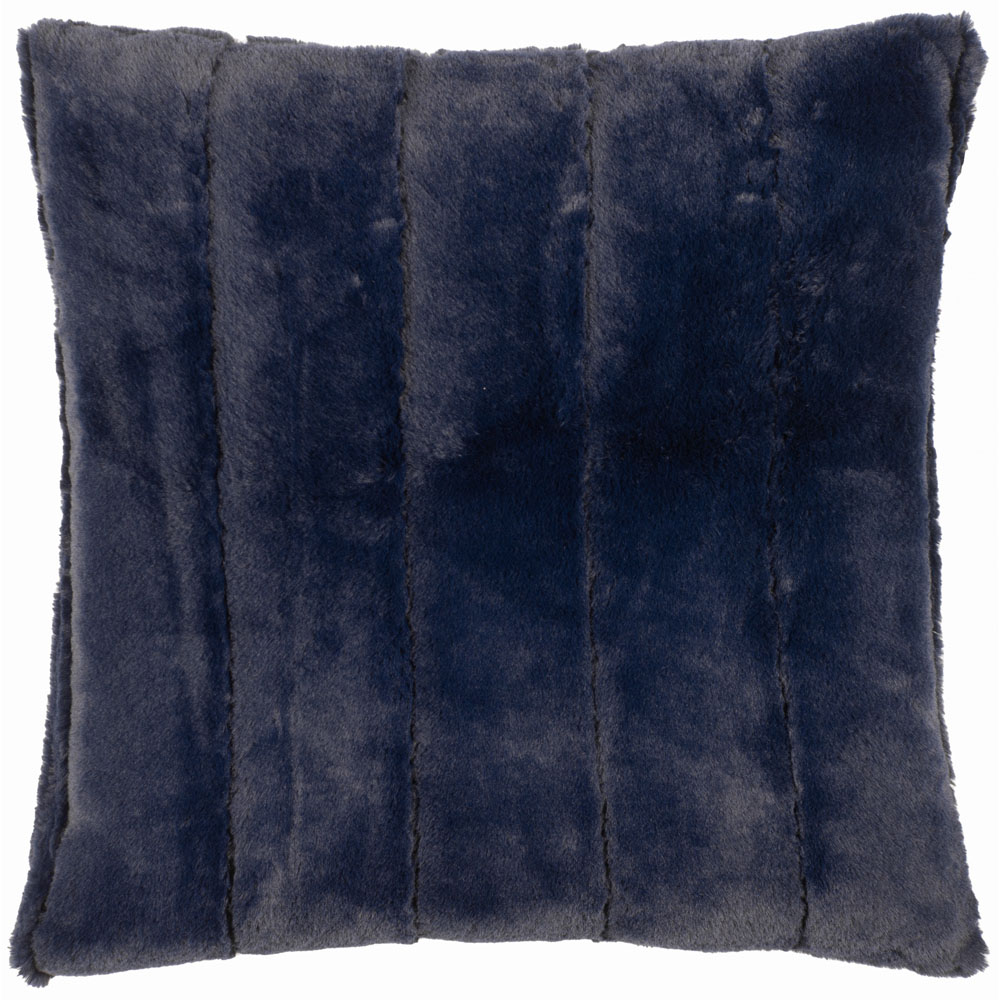Paoletti Empress Navy Faux Fur Cushion Large Image 1