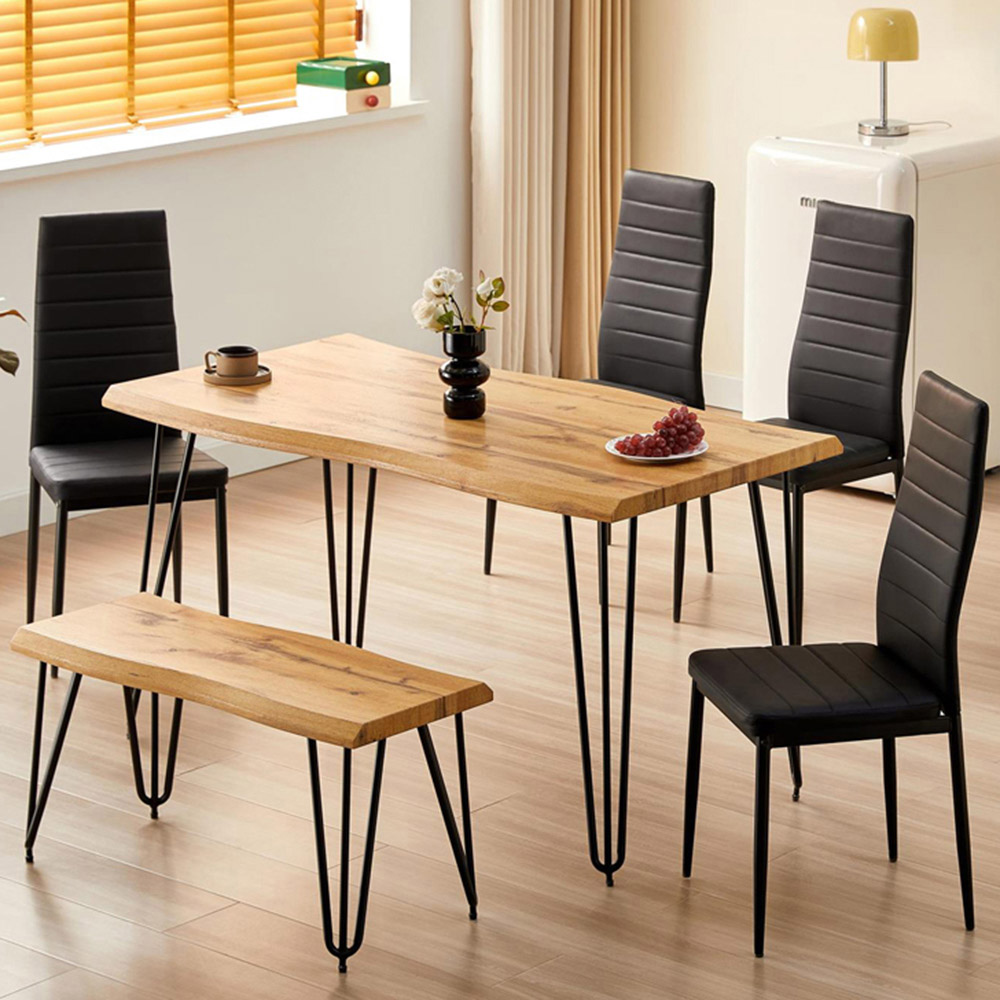 Kosy Koala 6 Seater Rustic Wooden Dining Set Black Image 1