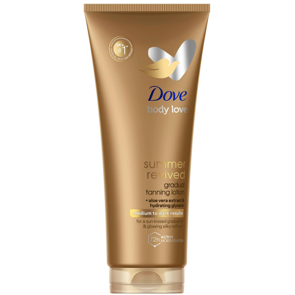 Dove Derma Spa Summer Revived Light to Medium and Medium to Dark Tanning Lotion Duo 200ml 4 Pack Image 2