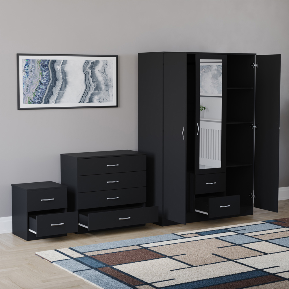 VIDA DESIGNS Riano Black 3 Piece Bedroom Furniture Set Image 4