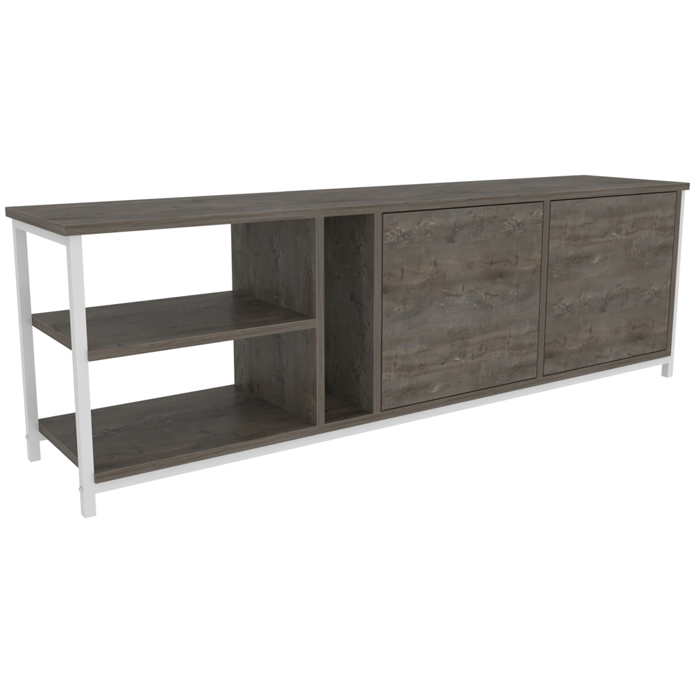 Decorotika Primrose 2 Door 3 Shelf White Wenge TV Stand for 72 inch TV Image 3