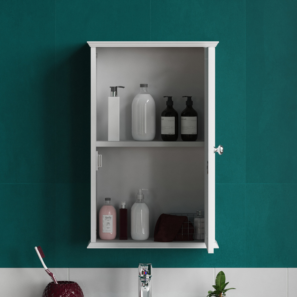 Lassic Bath Vida Priano White Single Door Mirror Bathroom Cabinet Image 6