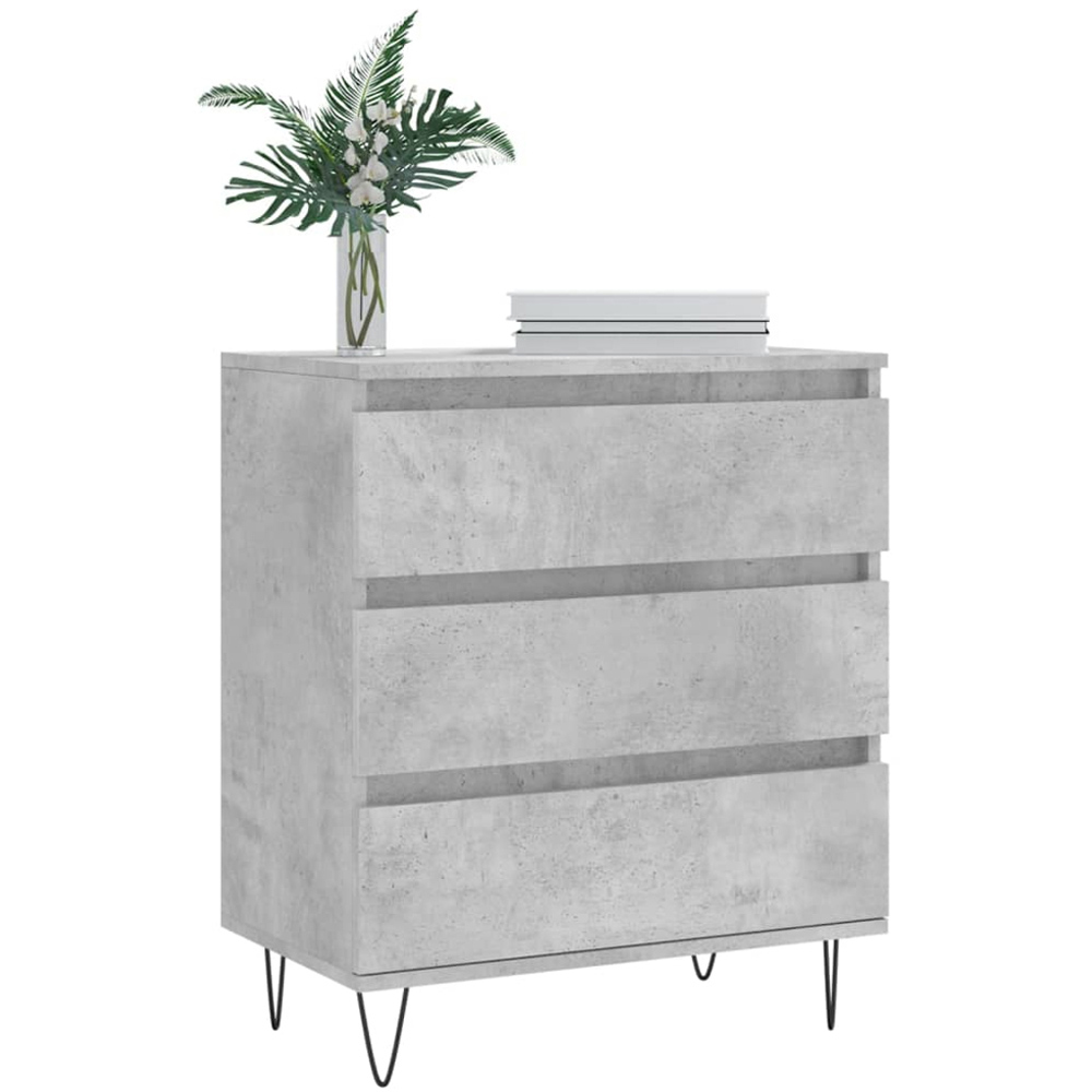vidaXL 3 Drawer Concrete Grey Wooden Sideboard Image 3