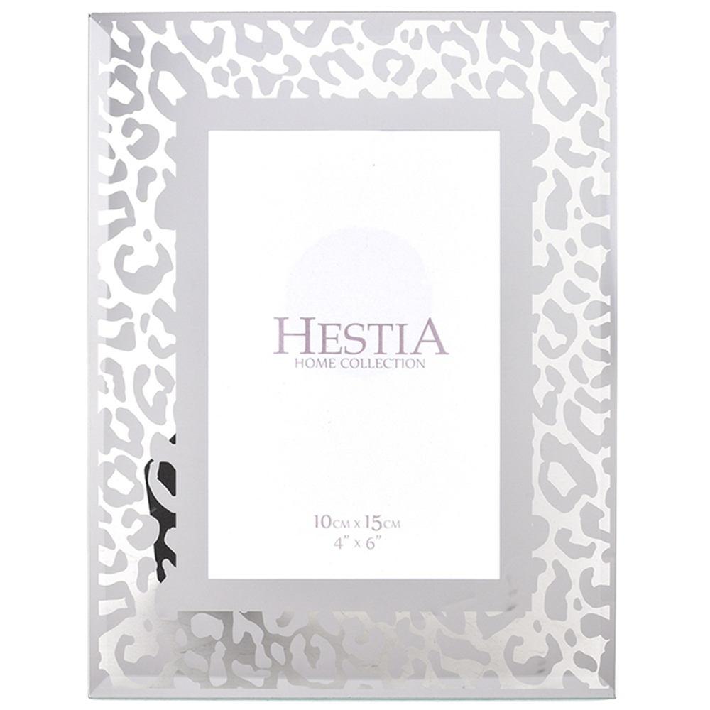 Premier Housewares Hestia Silver Leopard Print Frame 4 x 6 Inch Image 1