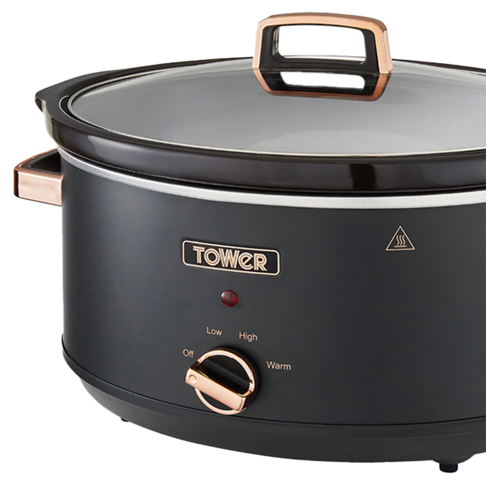 Tower T16043BLK Cavaletto Black and Rose Gold Slow Cooker 6.5L Image 2