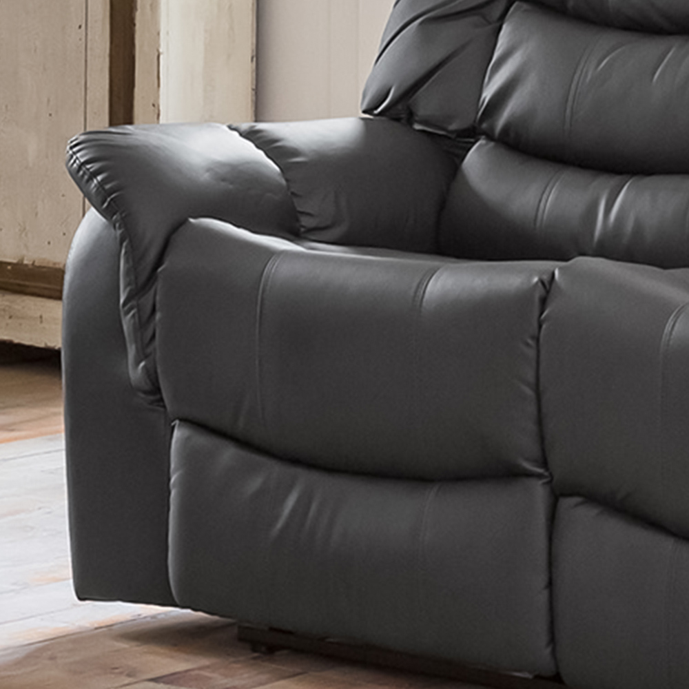 Almeira 3 Seater Grey Bonded Leather Recliner Sofa Image 3