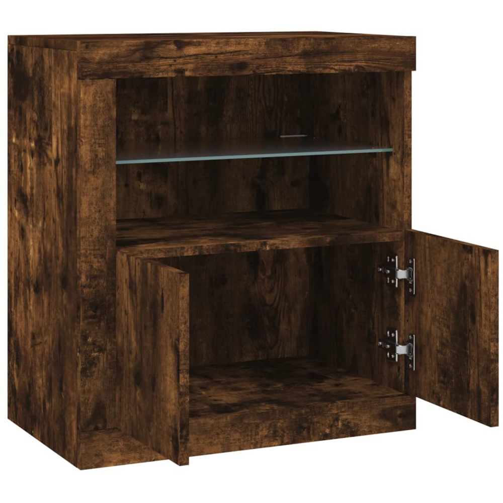 vidaXL 2 Door 2 Shelf Smoked Oak Sideboard with RGB LED Lights Image 7