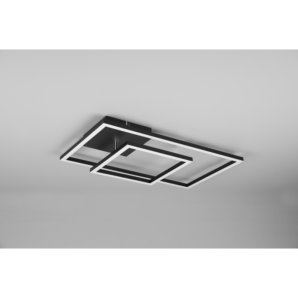 TRIO Padella Matt Black Rectangular LED Ceiling Light Image 8
