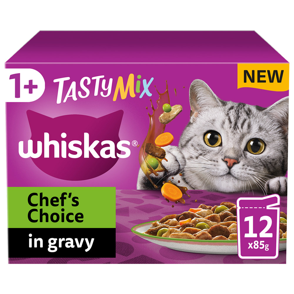 Whiskas Adult Cat Wet Food Pouches Tasty Mix Veg Chef's Choice in Gravy 12 x 85g Image 1