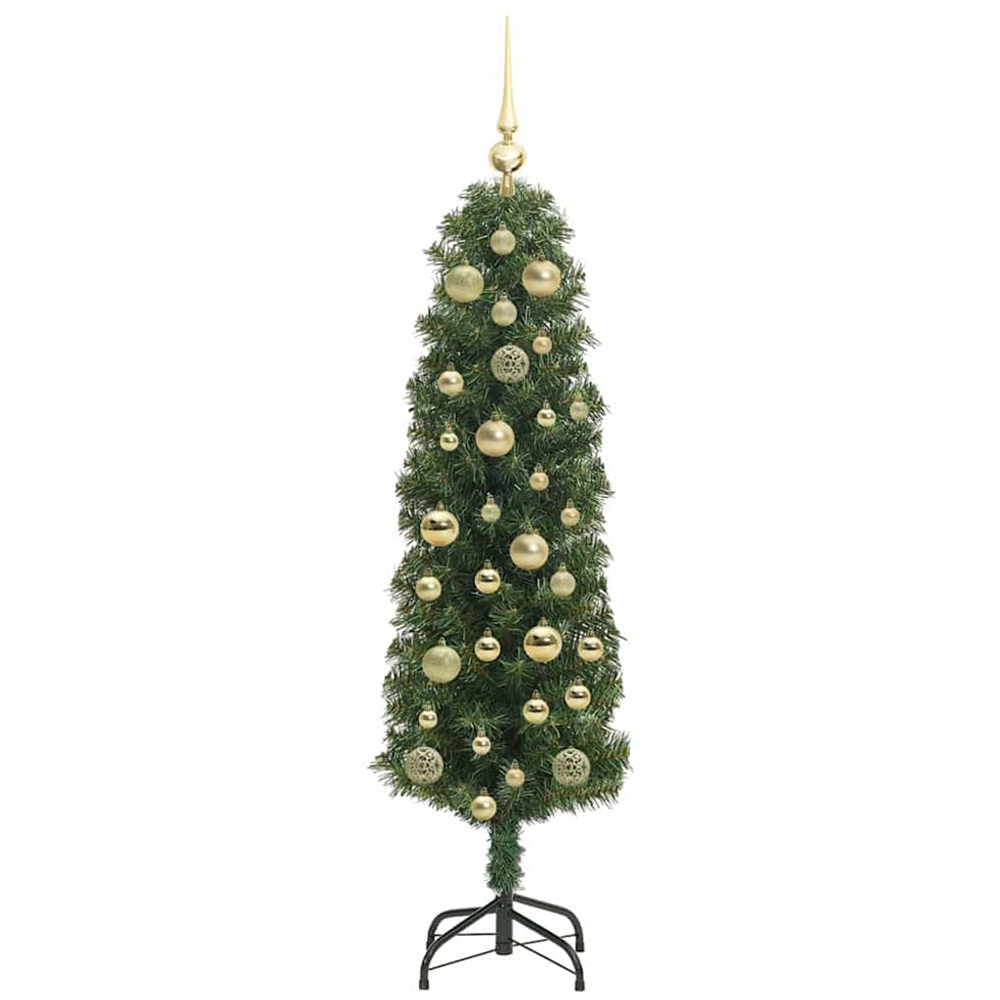 vidaXL Green Artificial Christmas Tree with Pinecones LEDs Gold Decoration Ornaments 4ft Image 4