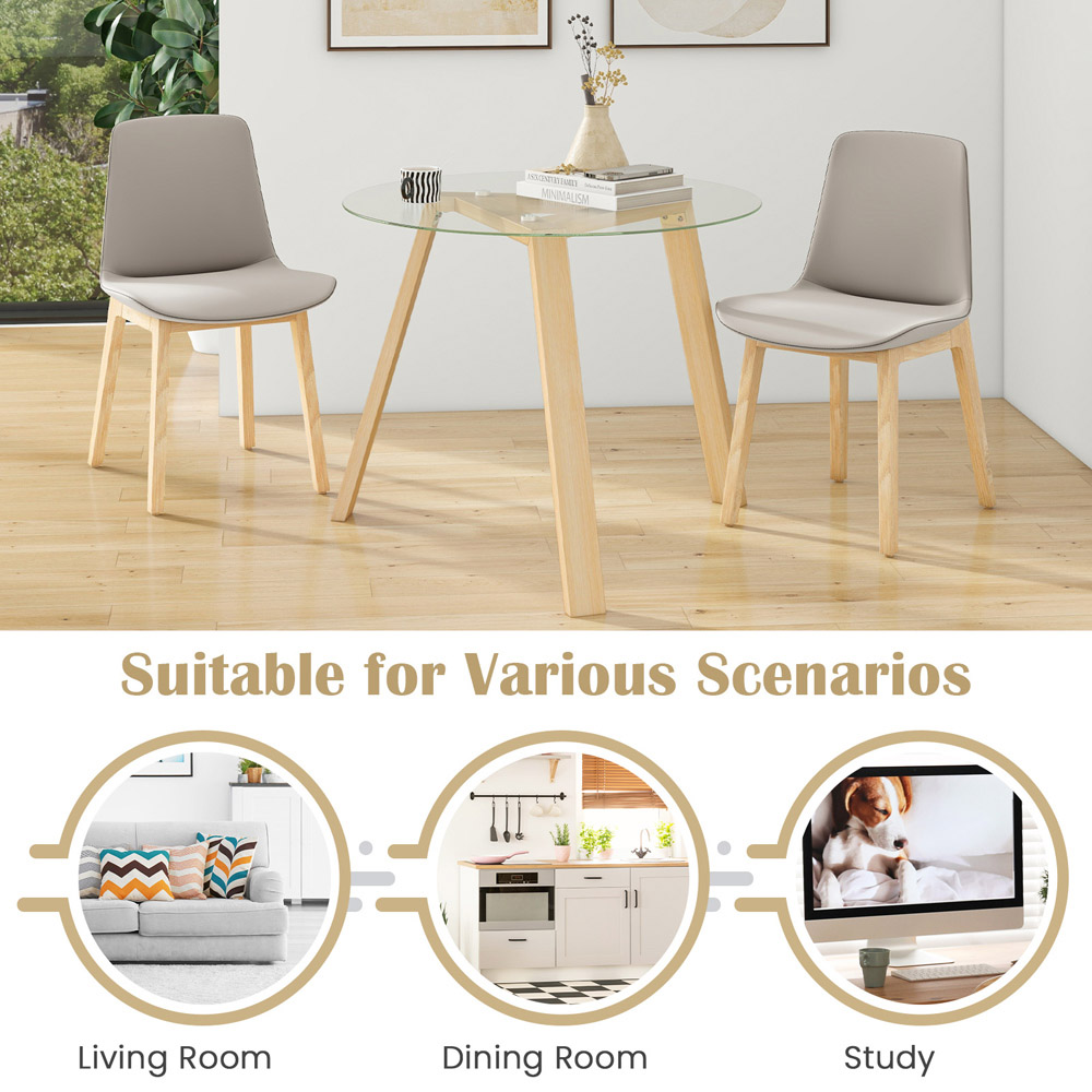 Costway 4 Seater Round Glass Dining Table Natural Image 6