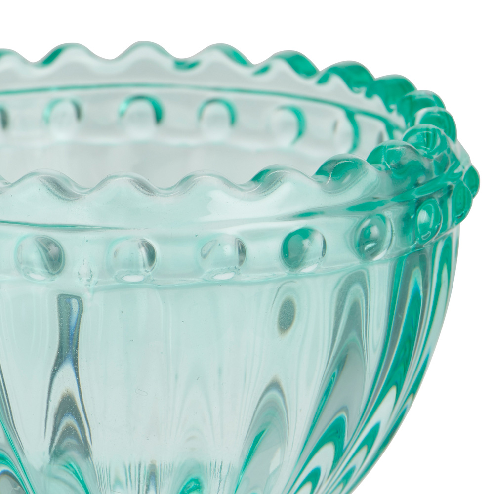 Wilko Embossed Glass Egg Cup Green Image 2