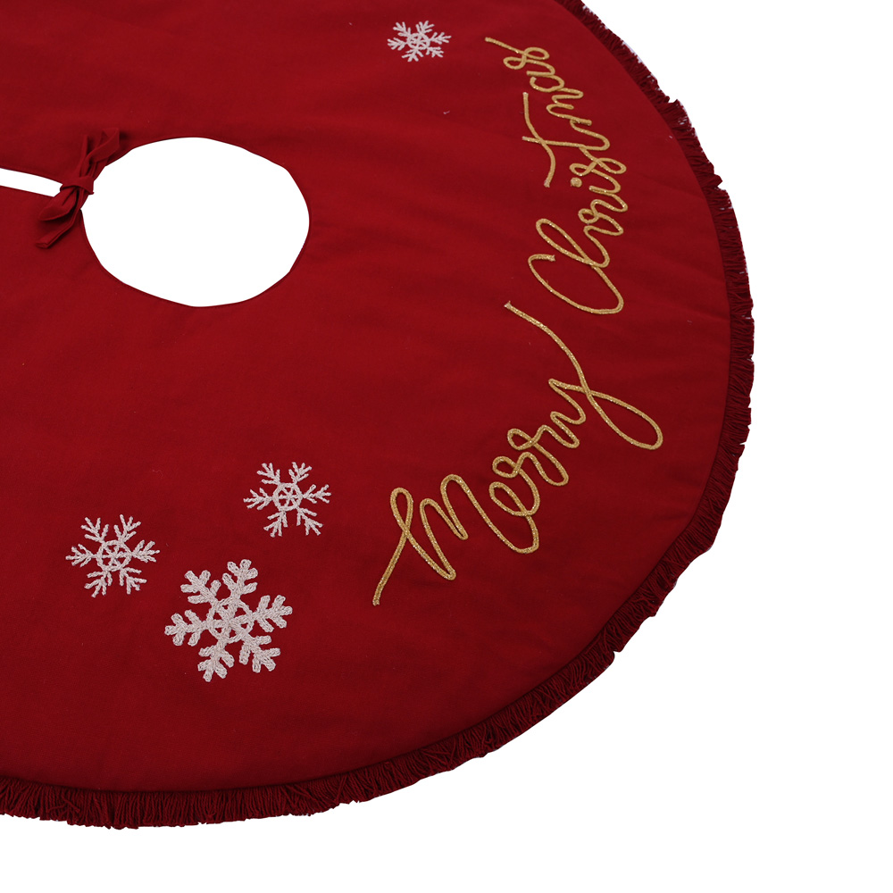 The Christmas Gift Co Red Hand Embellished Merry Christmas Tree Skirt