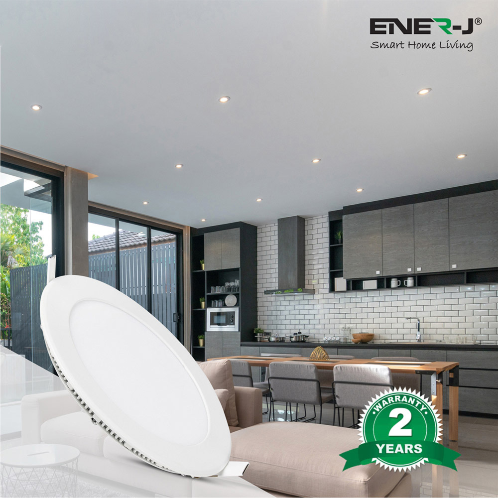 ENER-J 12W 6000K LED Panel Round Recessed Ceiling Downlight 4 Pack Image 2