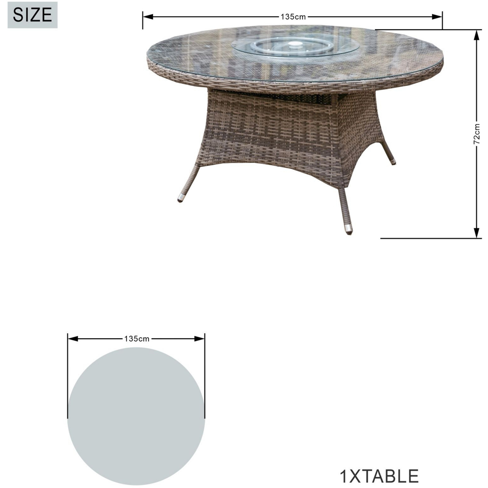 Direct Wicker 6 Seater Brown Rattan Garden Dining Table with Lazy Susan Image 5