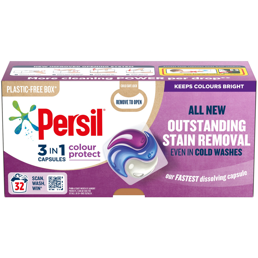 Persil Colour 3 in 1 Laundry Washing Capsules 32 Washes Image 1