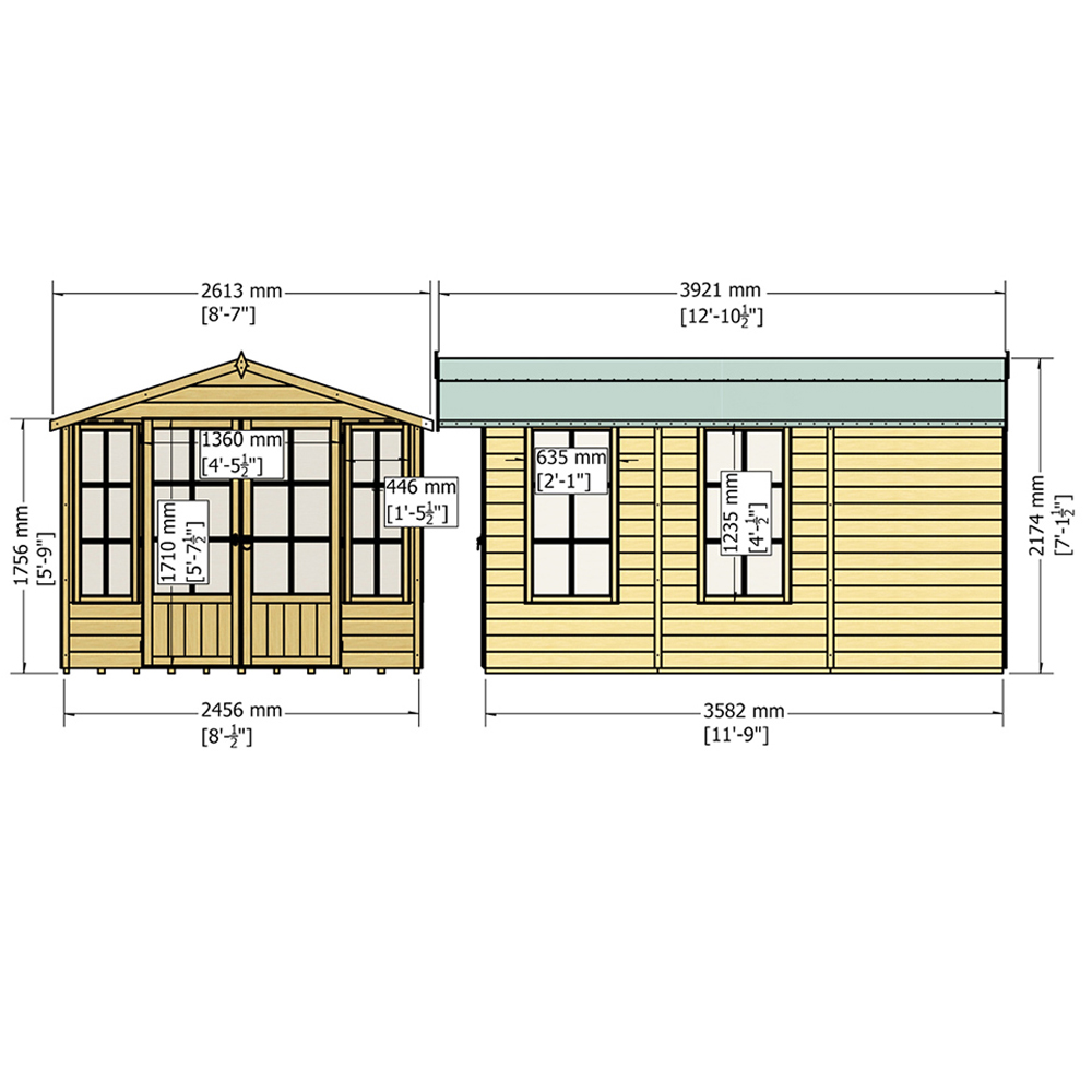 Shire Delmora 8 x 12ft Double Door Traditional Summerhouse Image 6