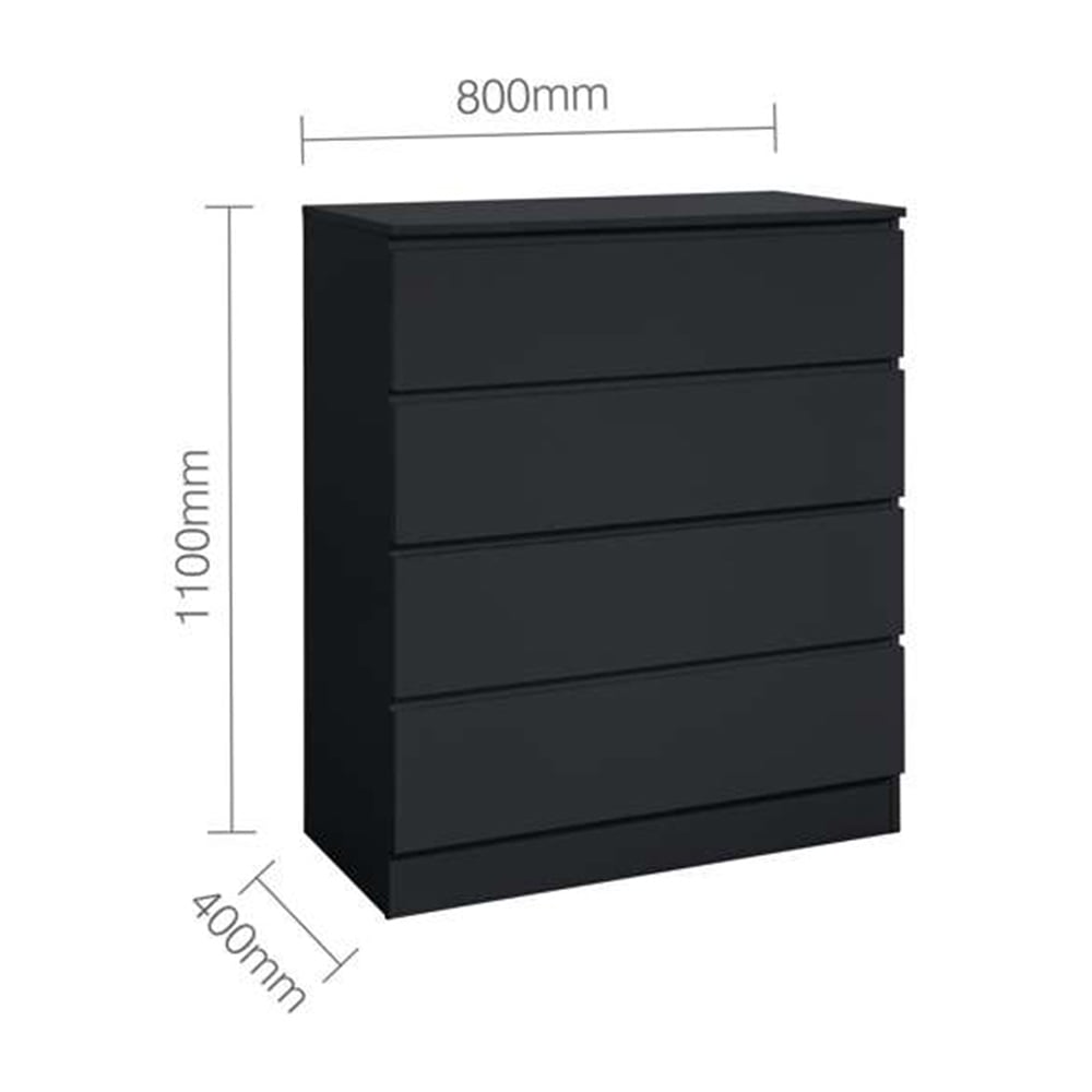 Oslo 4 Drawer Black Chest of Drawers Image 9