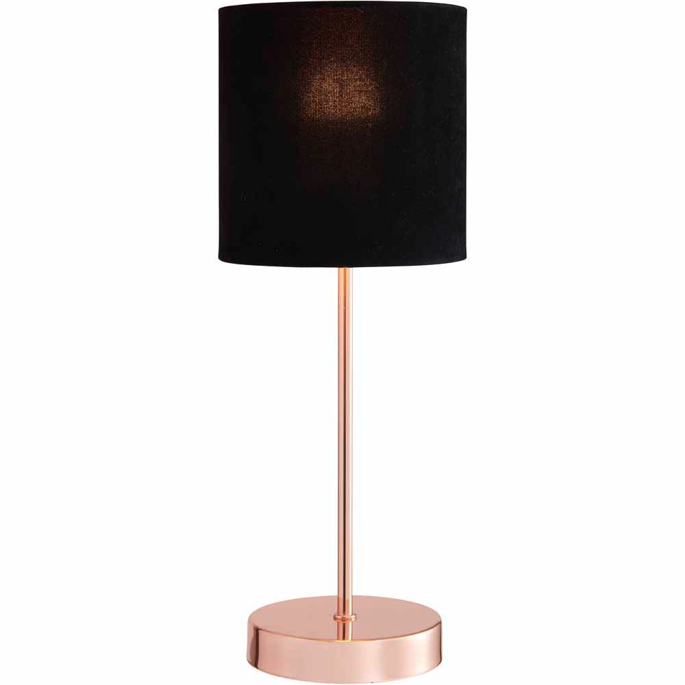 Wilko Black Copper Velvet Table Lamp Image 6