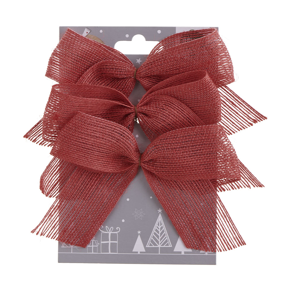Single Wilko First Frost Hessian Bows 3 Pack in Assorted styles Image 2