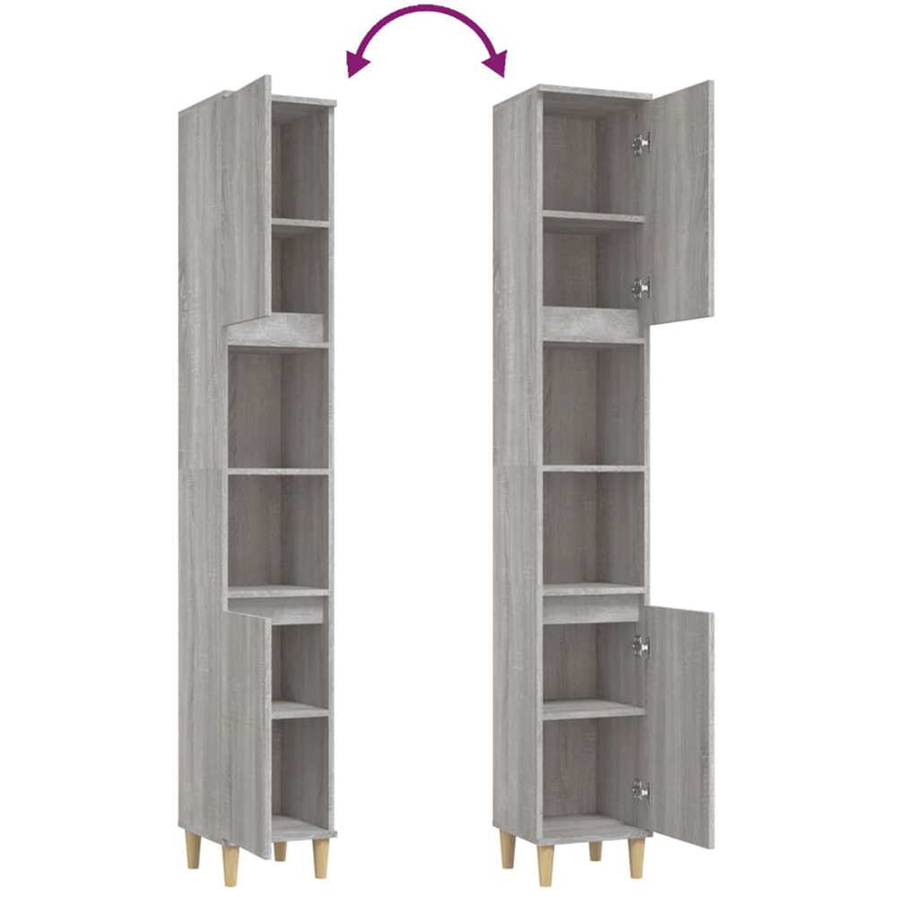 vidaXL 2 Door Grey Wood Bathroom Cabinet Image 7