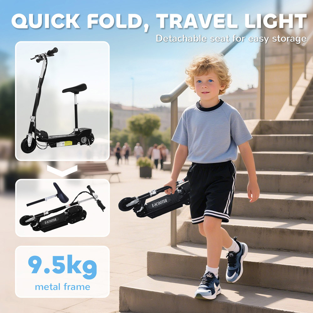 Tommy Toys Black Foldable Powered Kick Scooter 120W Image 5