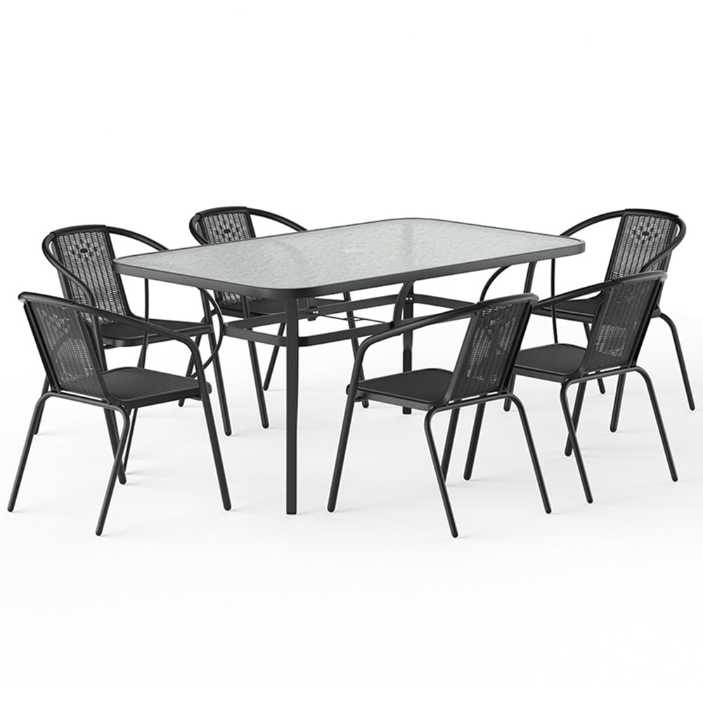 Living and Home Wicker 6 Seater Patio Dining Set Image 2