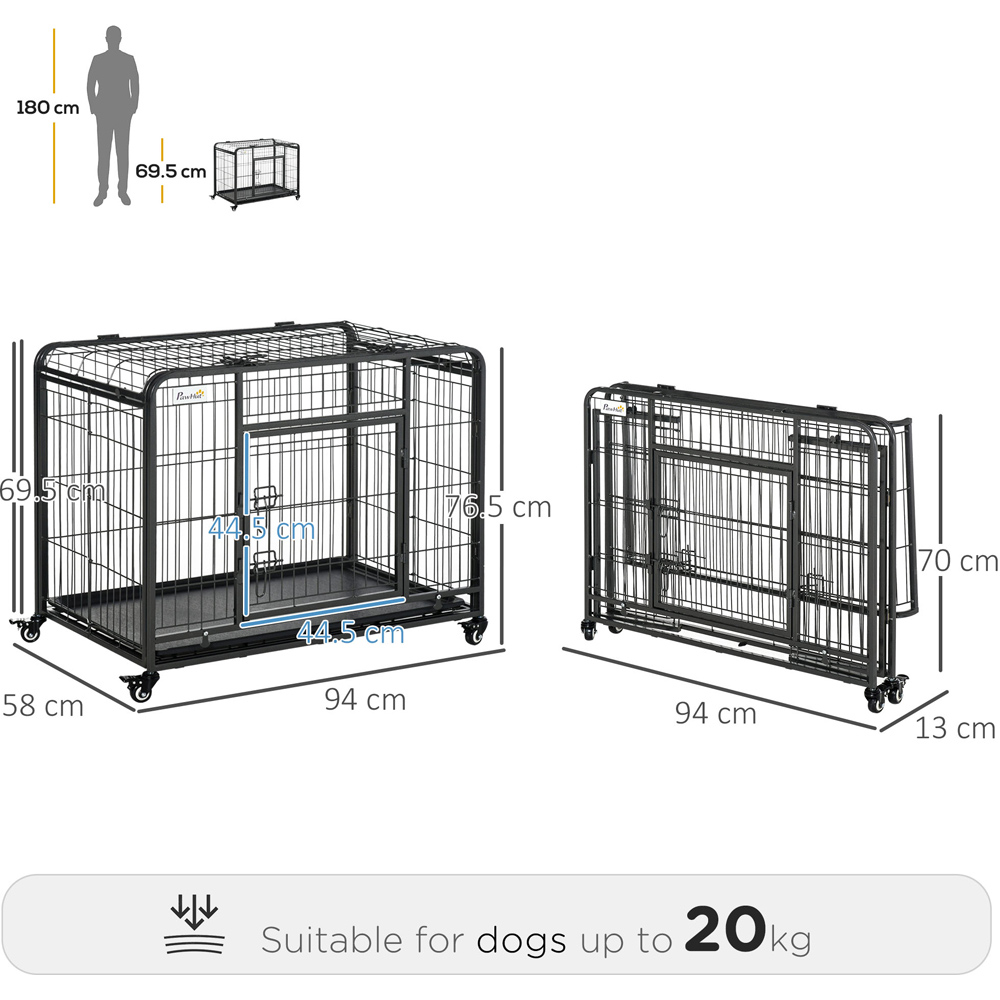 PawHut Medium Dog Metal Cage with Locking Door and Wheels Image 9