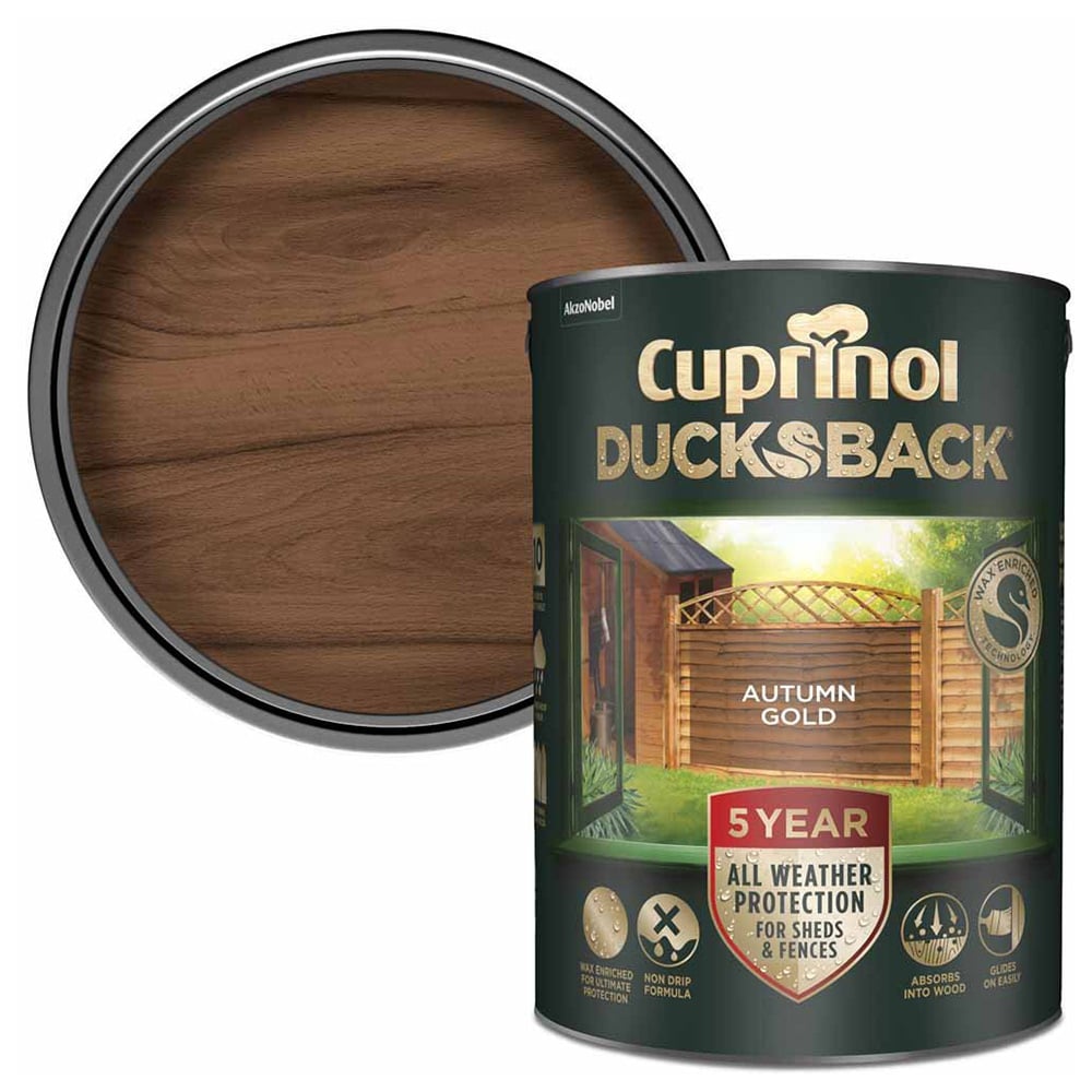 Cuprinol 5 Year Ducksback Autumn Gold Exterior Wood Paint 5L Image 1