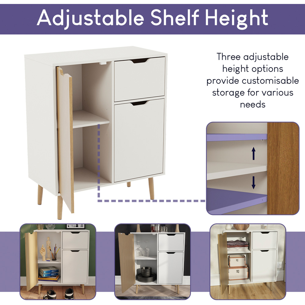 Vida Designs 2 Door Single Drawer Oak and White Sideboard Image 5