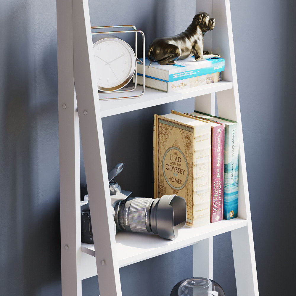 Vida Designs Bristol 4 Shelf White Ladder Bookcase Image 5