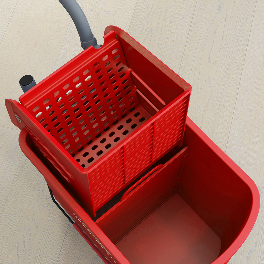 HOMCOM Red Wringer Handle Mop and Bucket Set on Wheels 20L Image 3