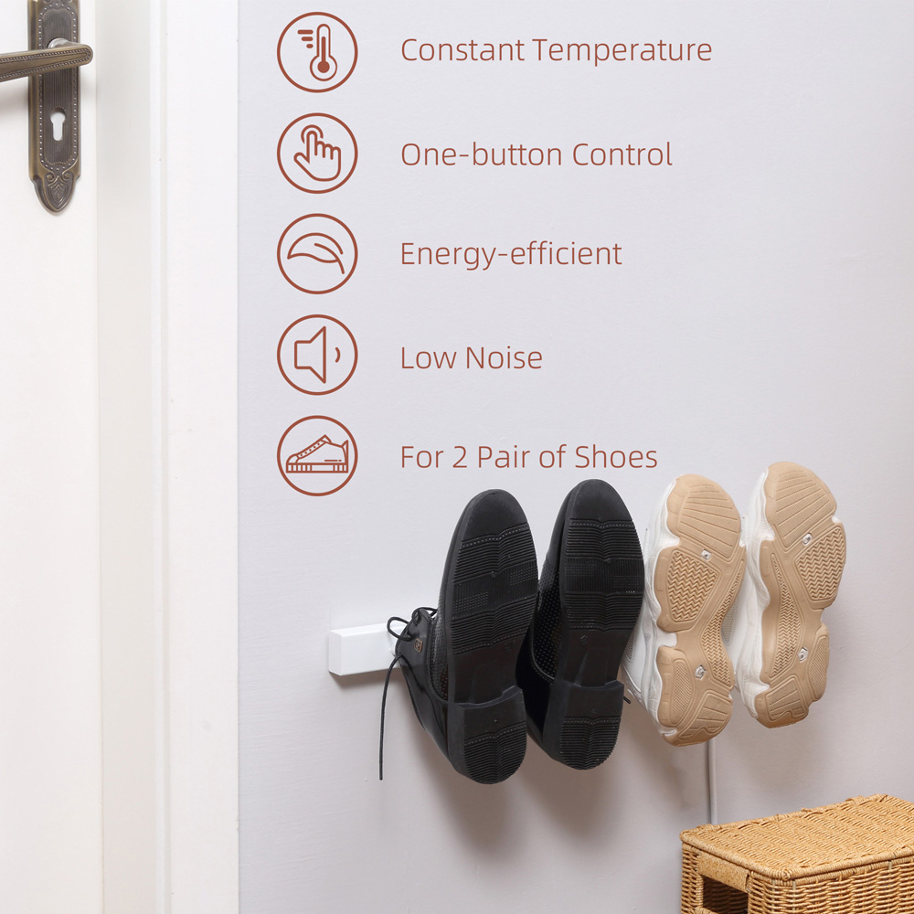 Portland 2 Pair White Wall-Mounted Electric Shoe Dryer Image 7