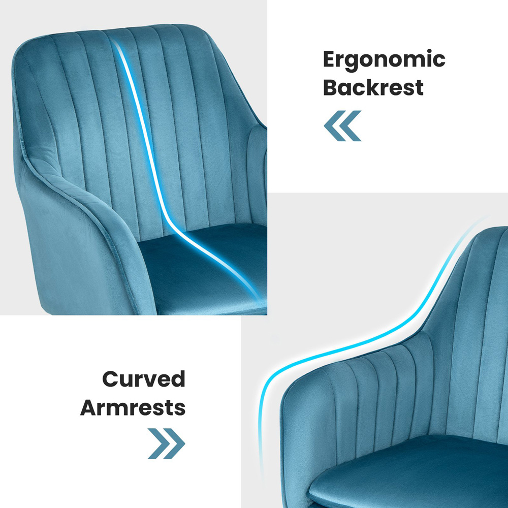 Costway Blue Velvet Adjustable Office Chair Image 5