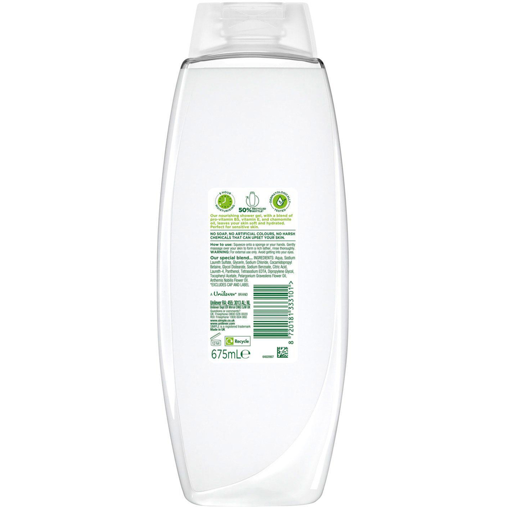 Simple Kind to Skin Natural Geranium Oil Nourishing Shower Gel 675ml 6 Pack Image 3