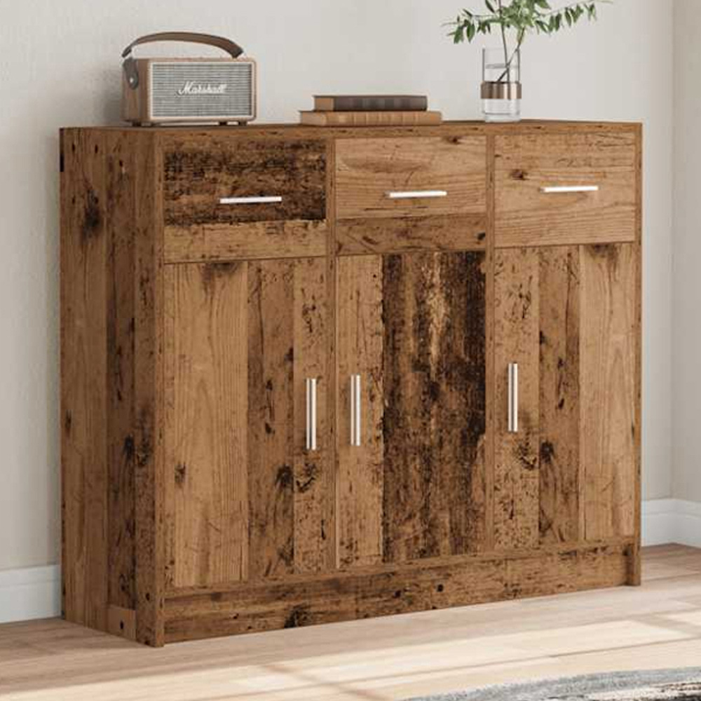 vidaXL 3 Door 3 Drawer Old Wood Wide Sideboard Image 1