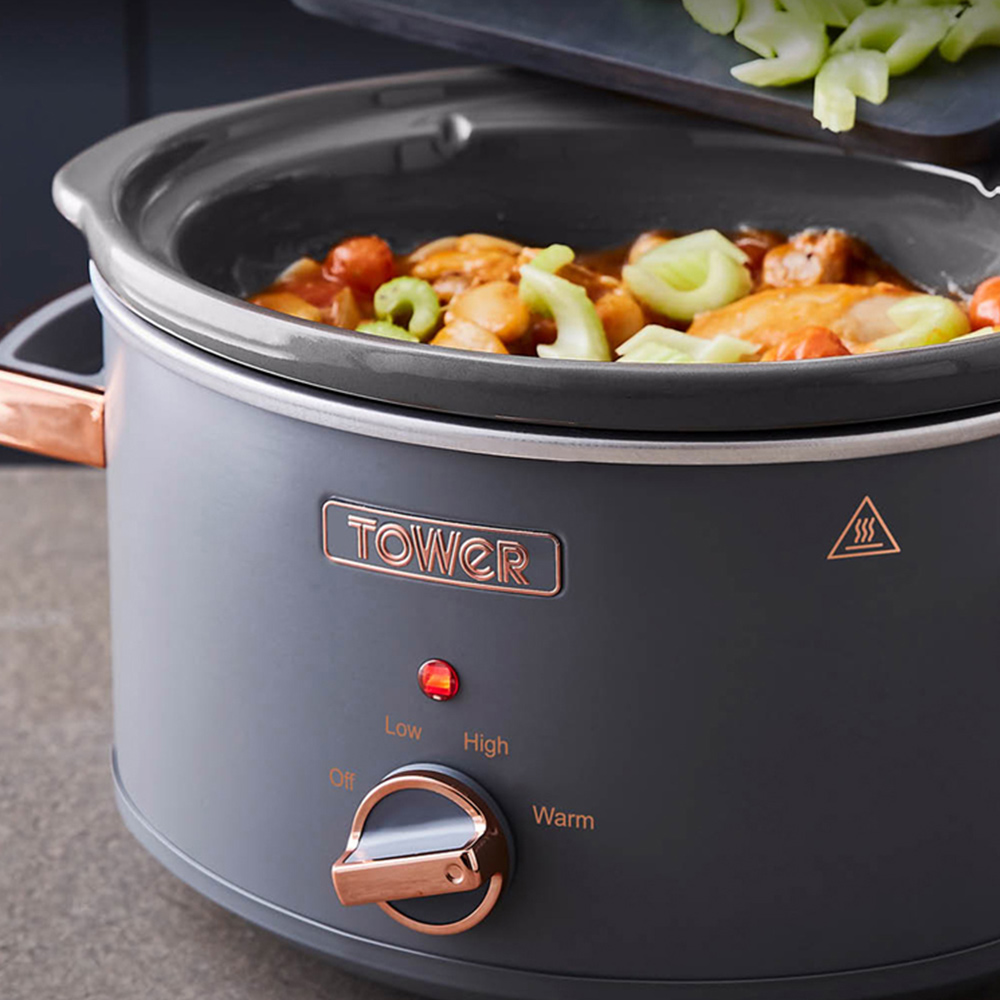 Tower T16042GRY Cavaletto Grey and Rose Gold Slow Cooker 3.5L Image 5