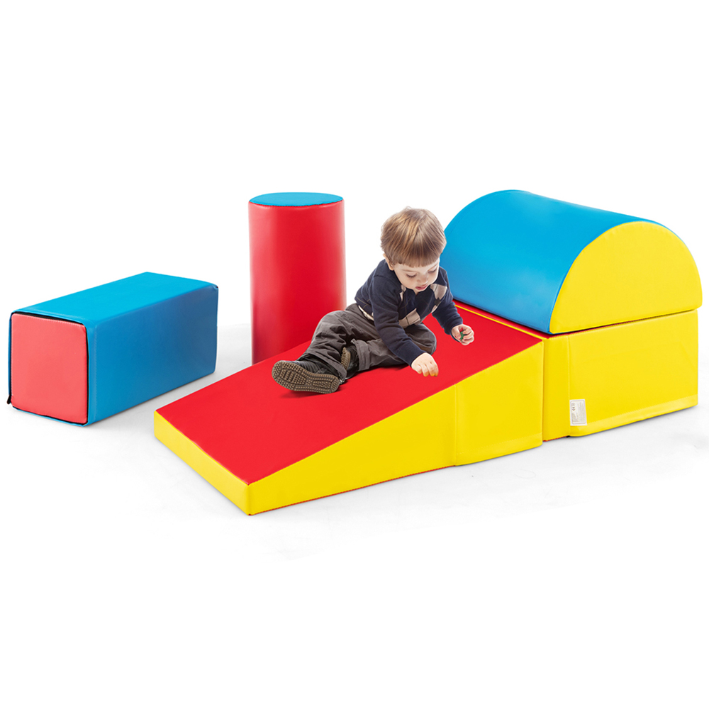 Costway Blue and Red Kids Soft Climb and Crawl Playset 5 Piece Image 3
